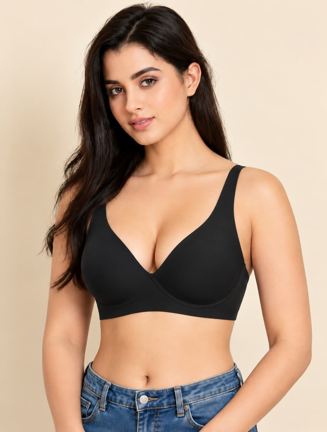 Seamless Wire-Free Ice Silk Comfort Bra – Black