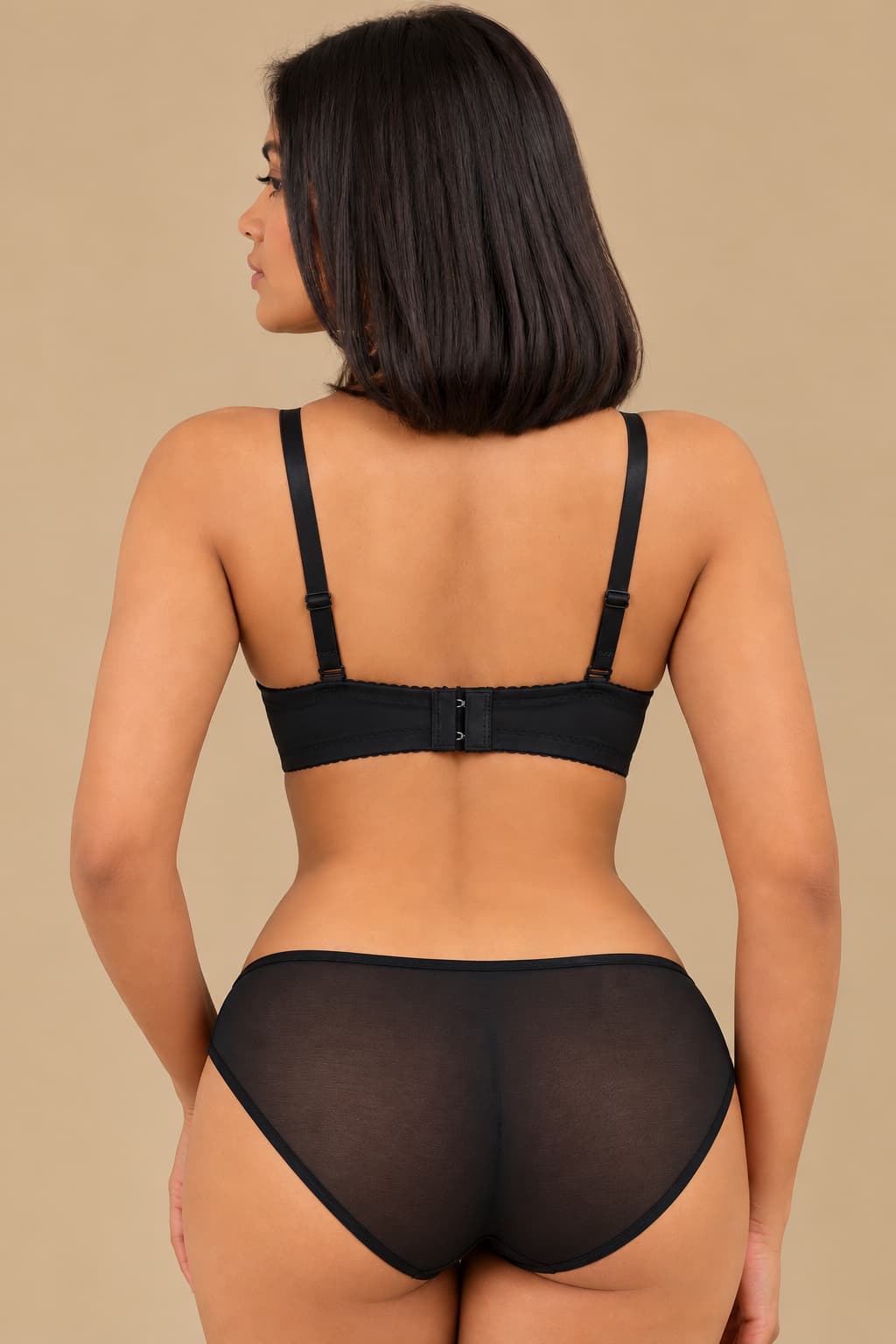 Butterfly Embroidered Underwire Bra Set – Black