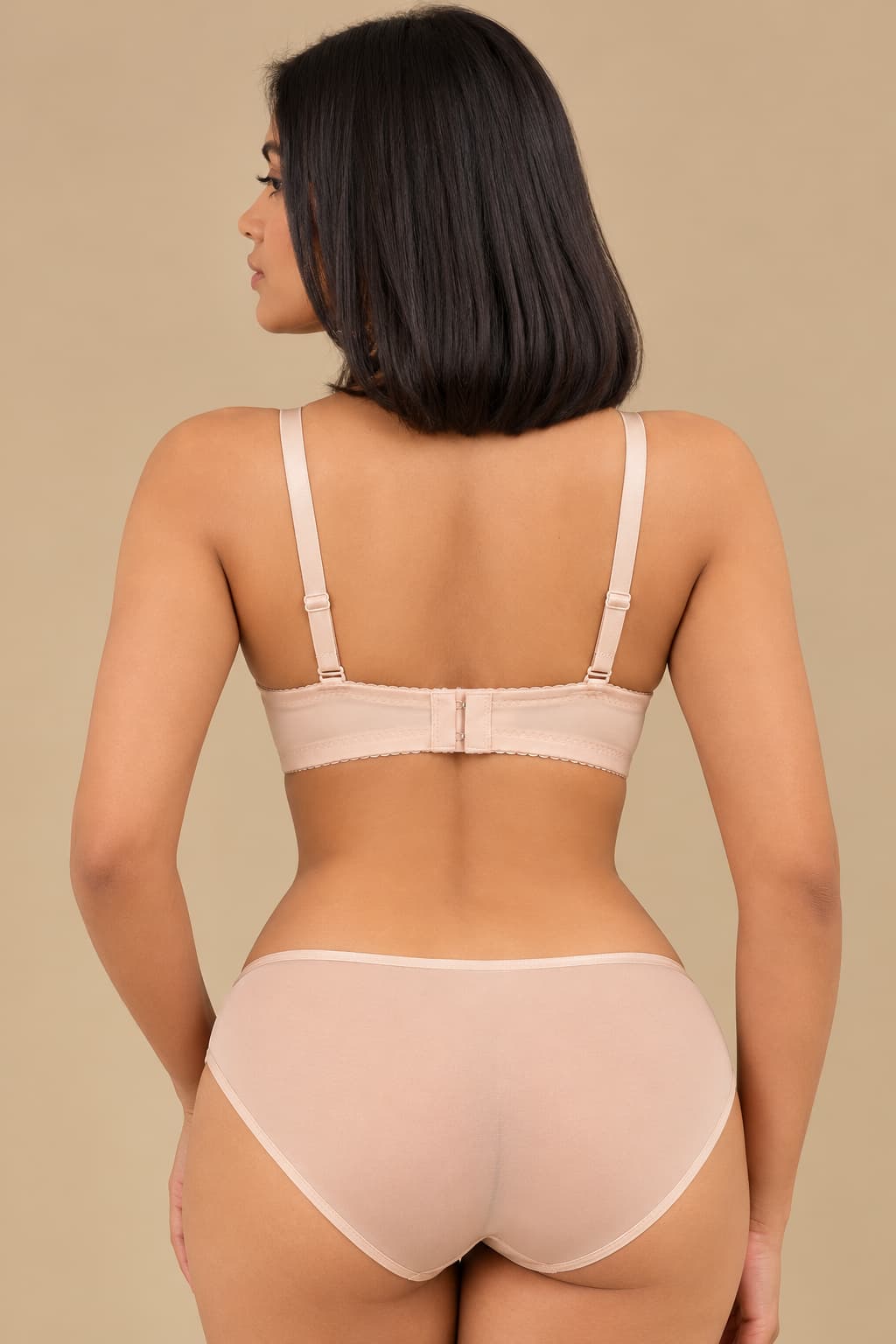 Butterfly Embroidered Underwire Bra Set – Skin Color