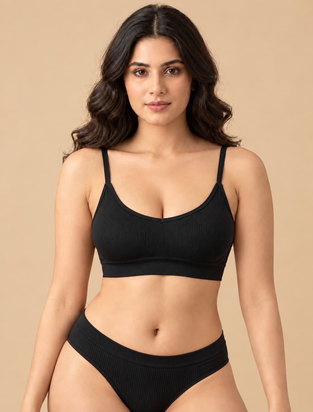 Seamless Full Coverage Sports Bra & Briefs Set – Black