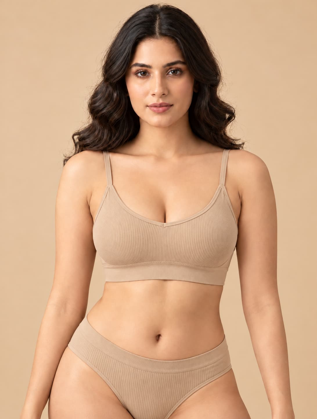 Seamless Full Coverage Sports Bra & Briefs Set – Skin Color