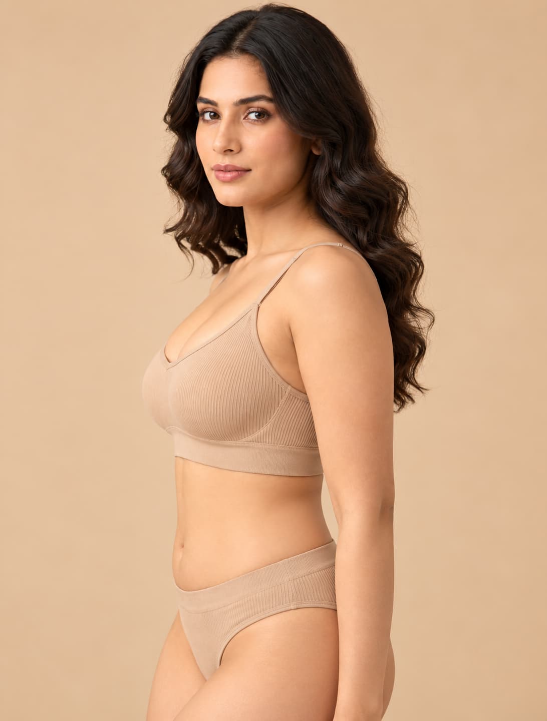 Seamless Full Coverage Sports Bra & Briefs Set – Skin Color
