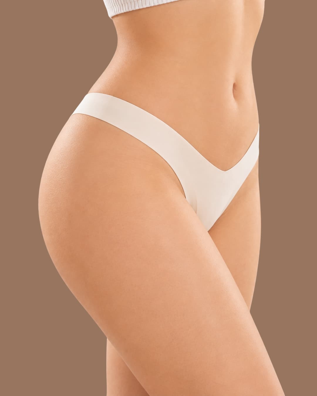 V-Shaped Waist Cotton-Lined Briefs – White Apricot