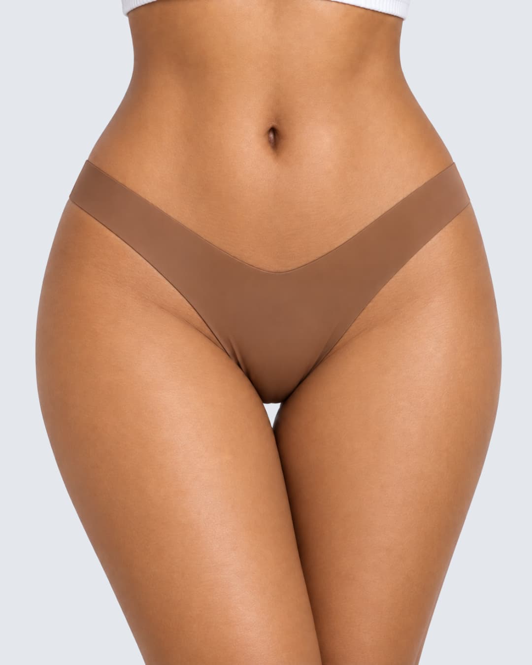 V-Shaped Waist Cotton-Lined Briefs – Brown Skin