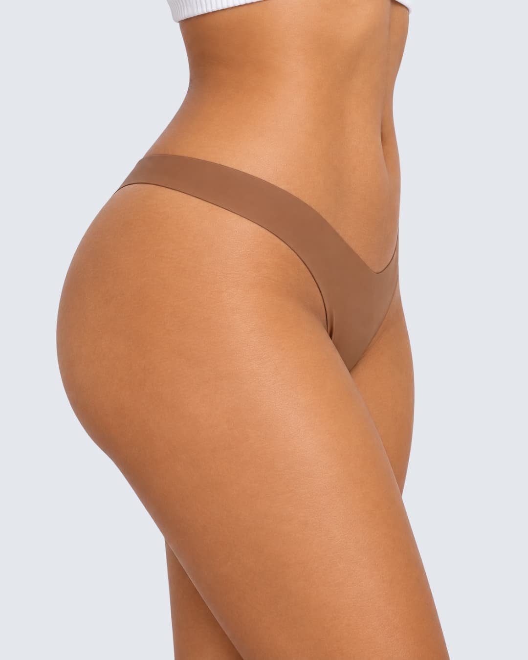 V-Shaped Waist Cotton-Lined Briefs – Brown Skin