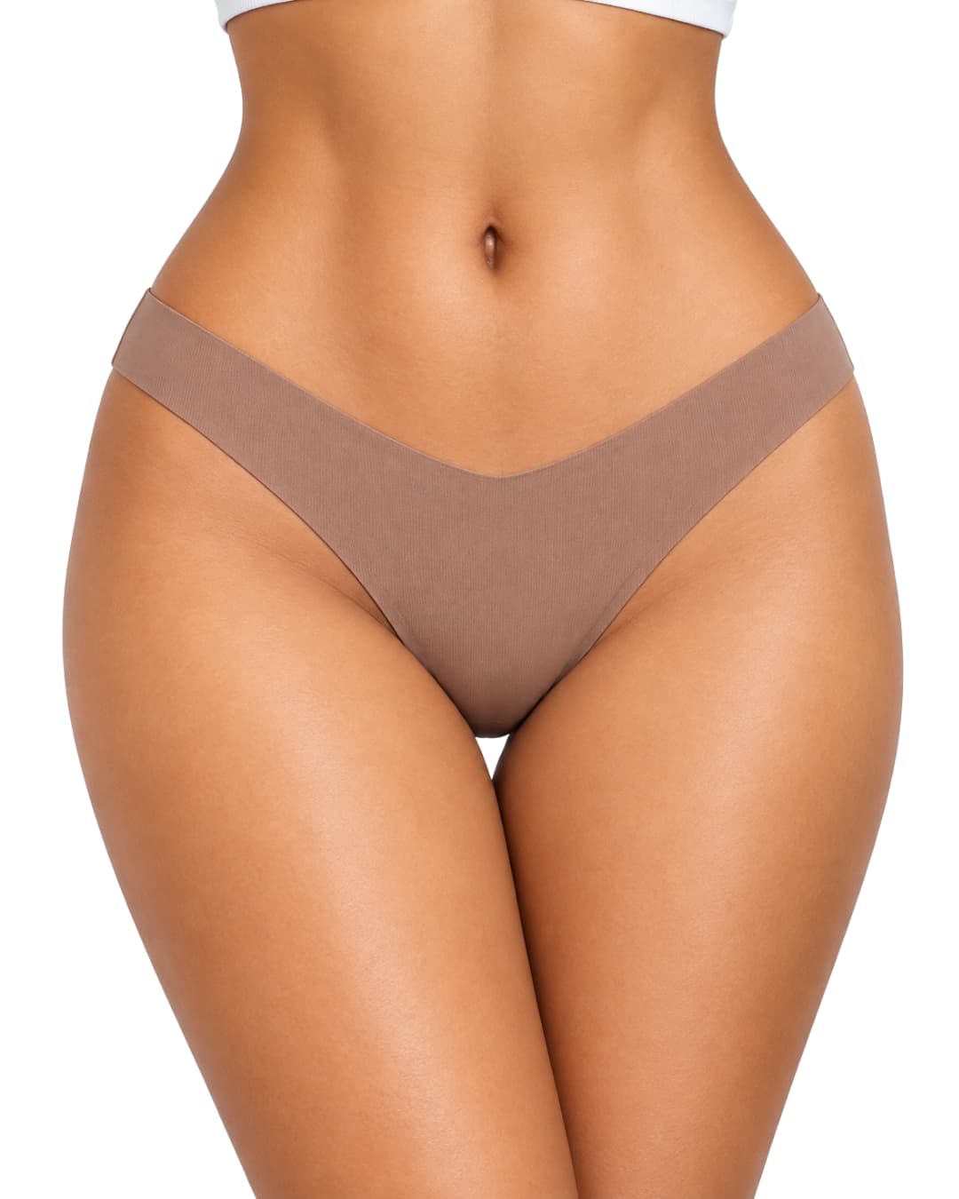 V-Shaped Waist Cotton-Lined Briefs – Milk Coffee