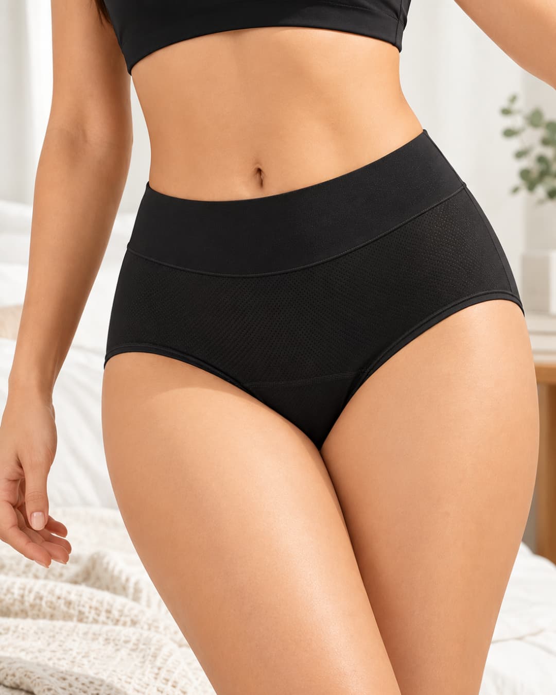 High-Waisted Leak-Resistant Period Panties – Black